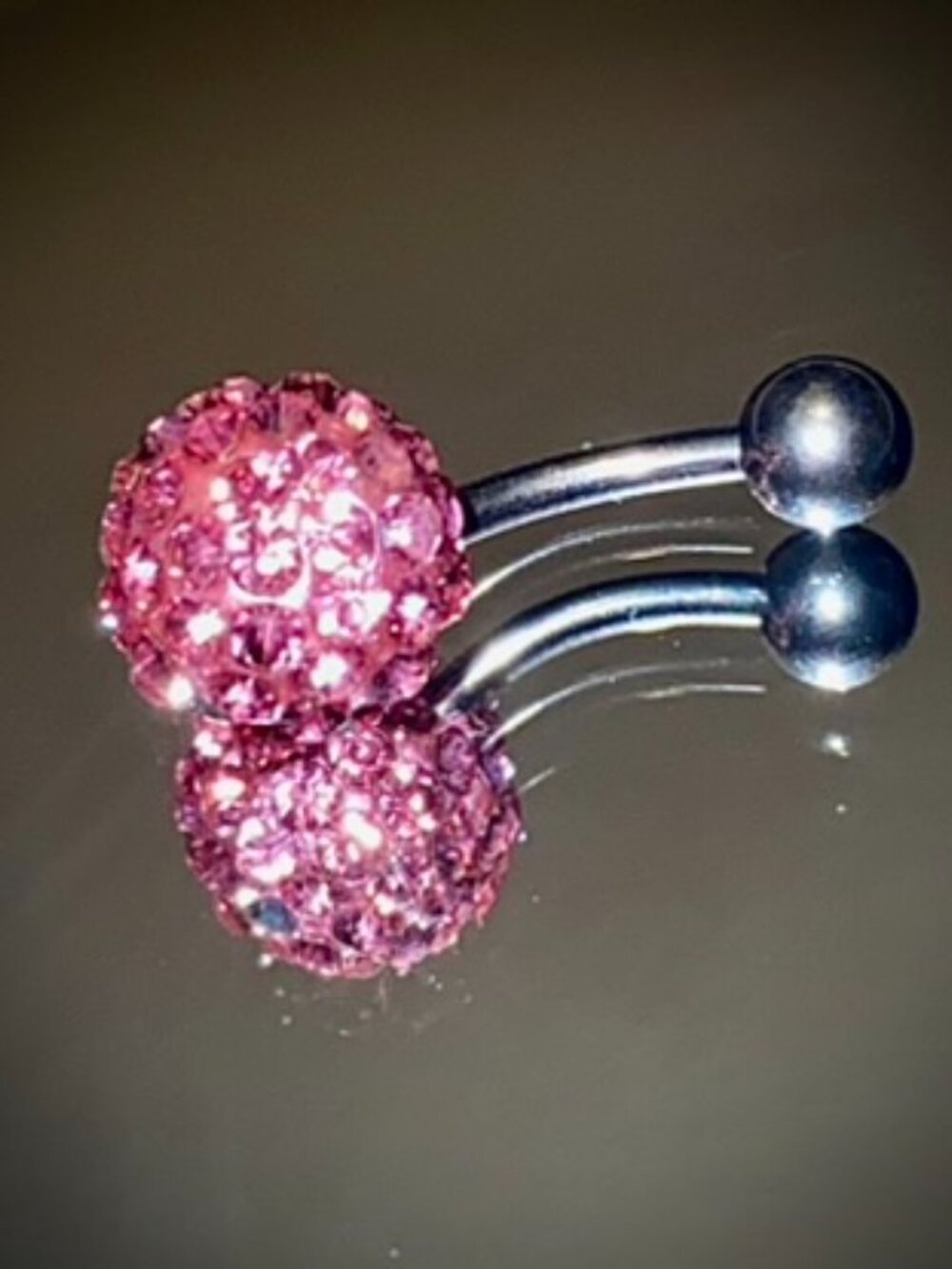 Shamballa Belly Ring Navel Rose Pink CZ